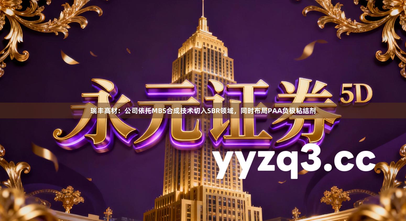 瑞丰高材：公司依托MBS合成技术切入SBR领域，同时布局PAA负极粘结剂